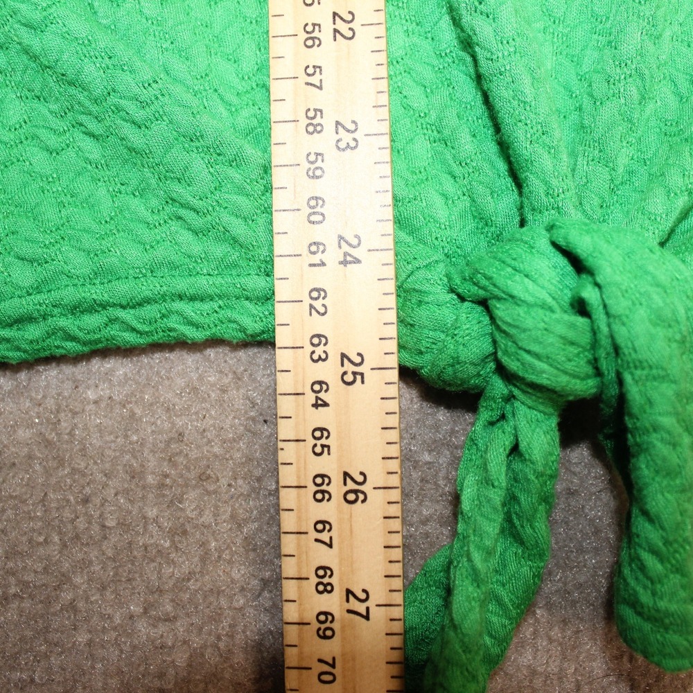 Good Days Only Green Textured V-Neck Front Tie Knot Short Sleeve Top 1X - Picture 5 of 6